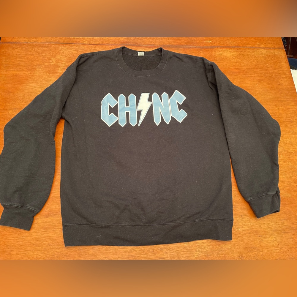 Black Graphic UNC Sweatshirt with AC/DC knock off design